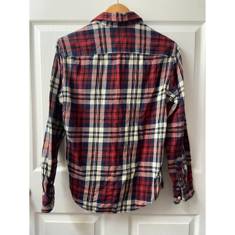 American Eagle Shirt Womens Small Red Blue Heavy Flannel Pockets Outdoors Comfy - Picture 11 of 11